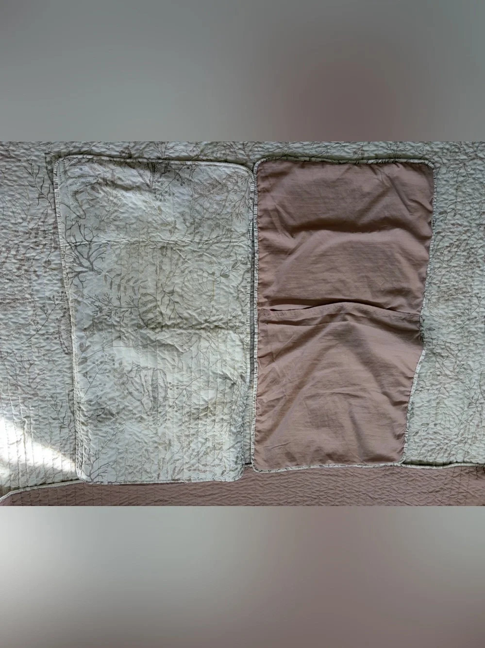 3-Piece King Quilt Set,Reversible Nautical,Dusty Rose,2 Shams,Lightweight